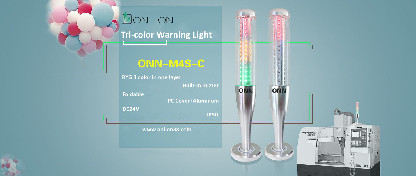 ONN M4S-C 24V Tower Light Foldable Base Type RYG Indicator Lights Stack Light Tower For CNC Machinery Warning Lamp