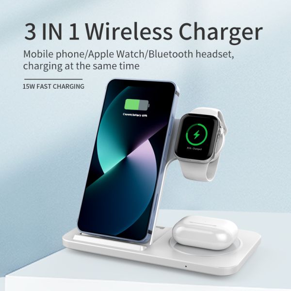 Type C Interface Folding 3 In 1 Wireless Charger Fast Charging For Mobile Phone Earphone Iwatch