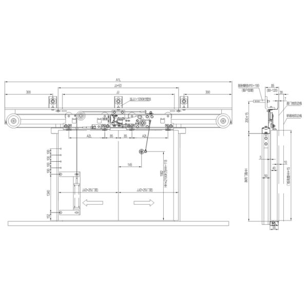 2 Leafs Center Opening Landing Door Device Spring Type JJ 600 - 1200mm