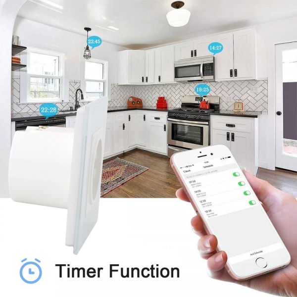 OEM 16A Smart Wall Socket EU Smart Plug Socket 2.4GHz WiFi White