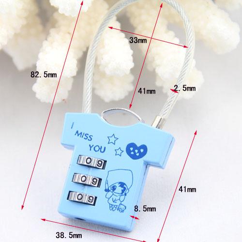 3 Digital T Shirt Shaped Luggage Combination Padlock