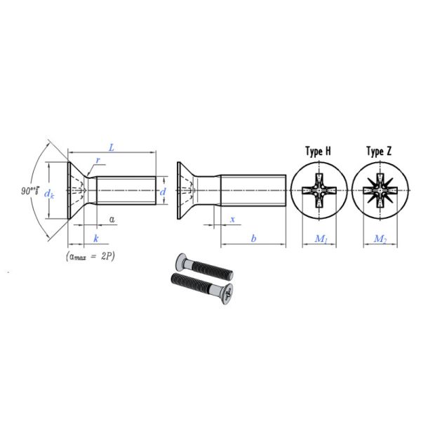 Customized Cross Recessed Screws M8 M10 Countersunk Flat Head Screws
