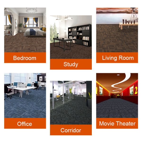 100% Solution Dyed Integrated Pattern Loop Pile Polypropylene Carpets Square Design