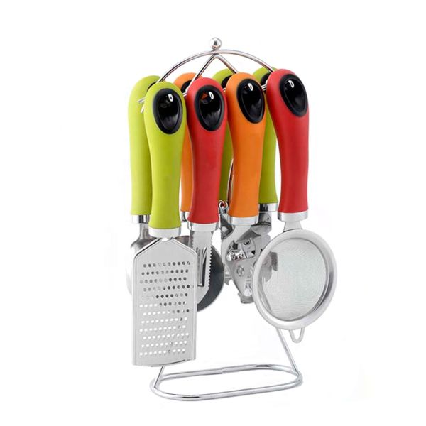 Nylon Kitchen Utensils Set with Rotating Stand and Multi-functional Kitchen Gadgets