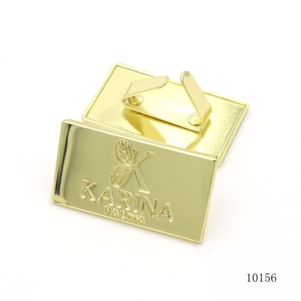 Rectangle Handbag Logo Labels Gold Plated Handbag Logo Plates