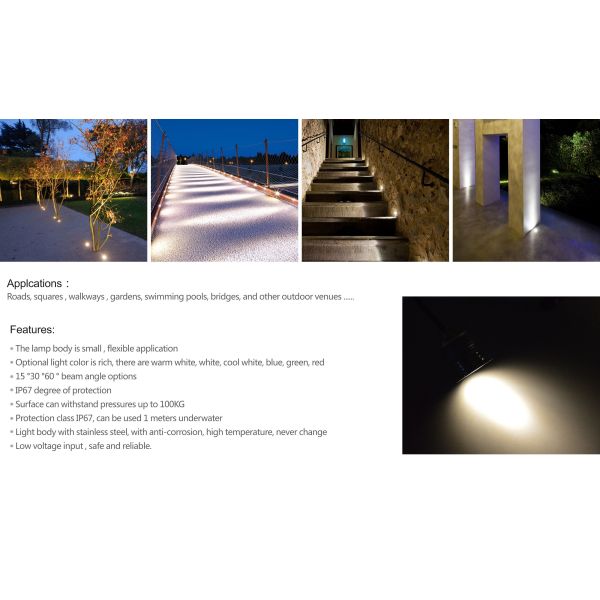 Small Led Outdoor Landscape Lighting Deck Step Wall Led Underground Light IP67 Low Voltage 12V Led Outside Lights