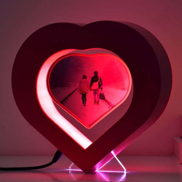 Heart Shaped Sublimation Magnetic Levitating Picture Frame Double Sided Creative Birthday Gift Home Decor Wedding Family Photo Frame