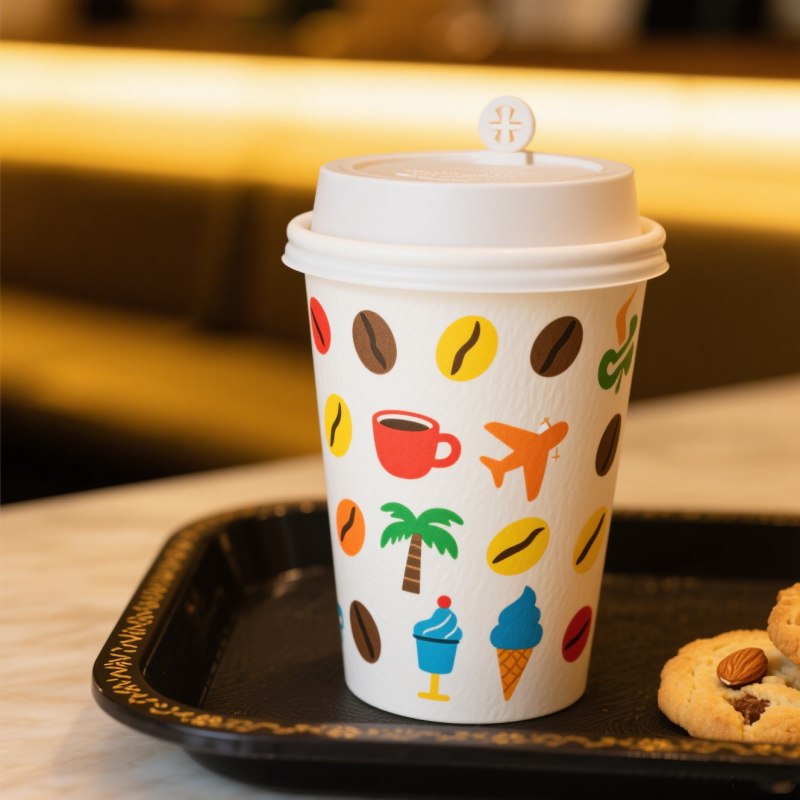 Disposable double-layer coffee paper cup eco-friendly custom logo, water-based coating paper cup with lid
