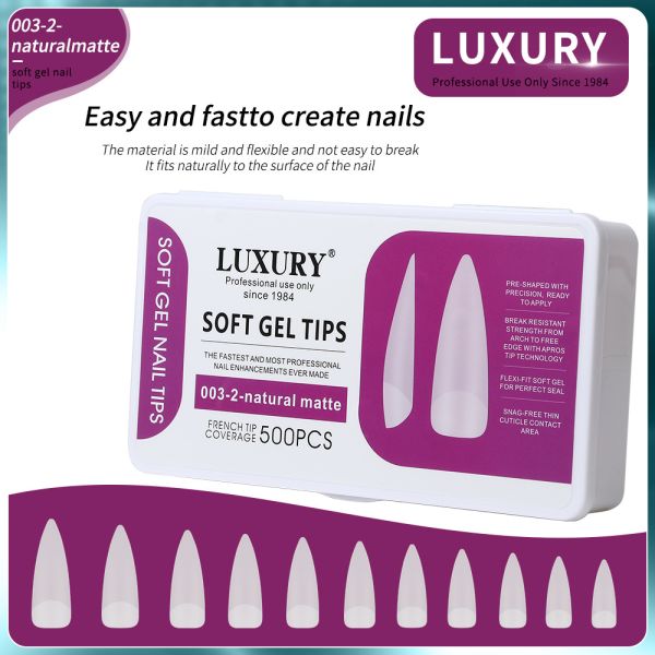 500PCS Clear Matte Full Coverage Press-on Nails Medium Length Square Shape False Nails for DIY Manicure