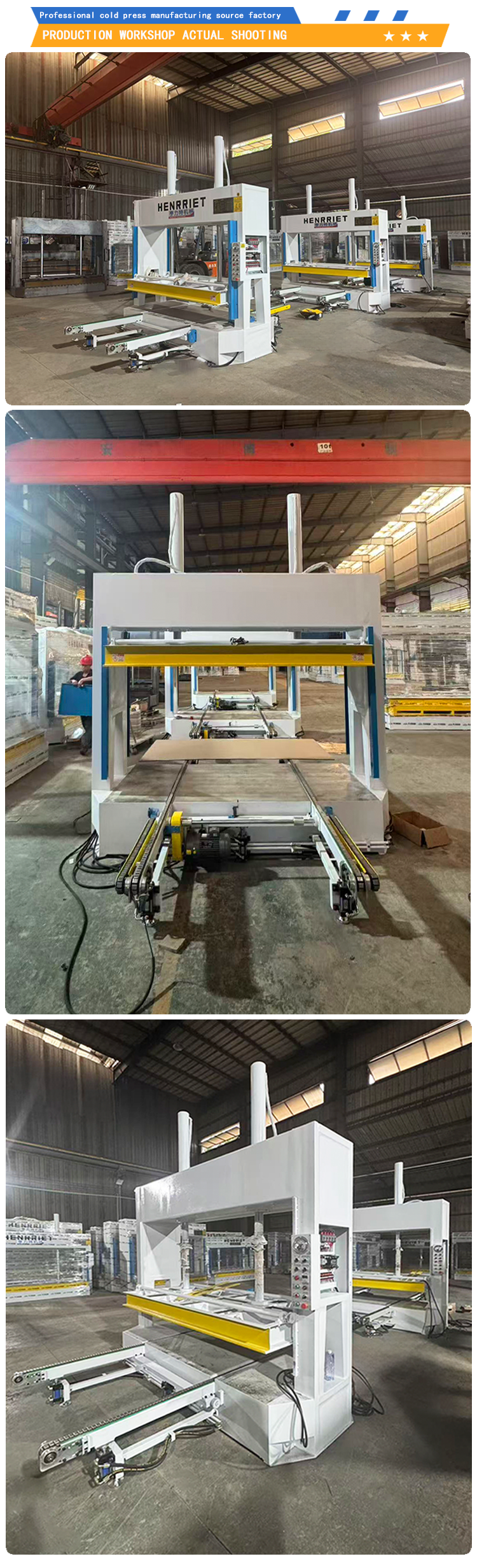 50T Max Pressure Automatic Unloading Cold Press Laminating Machine with 2500*1250mm Work Platen