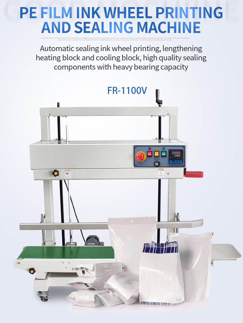 12mm Sealing Width Vertical Band Sealer with Coding Temperature Control Range 0-300C°