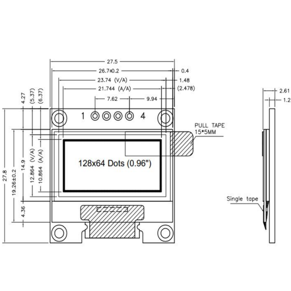 0.96" I2C OLED Display Module 128*64 IIC SSD1306 OLED Screen Board