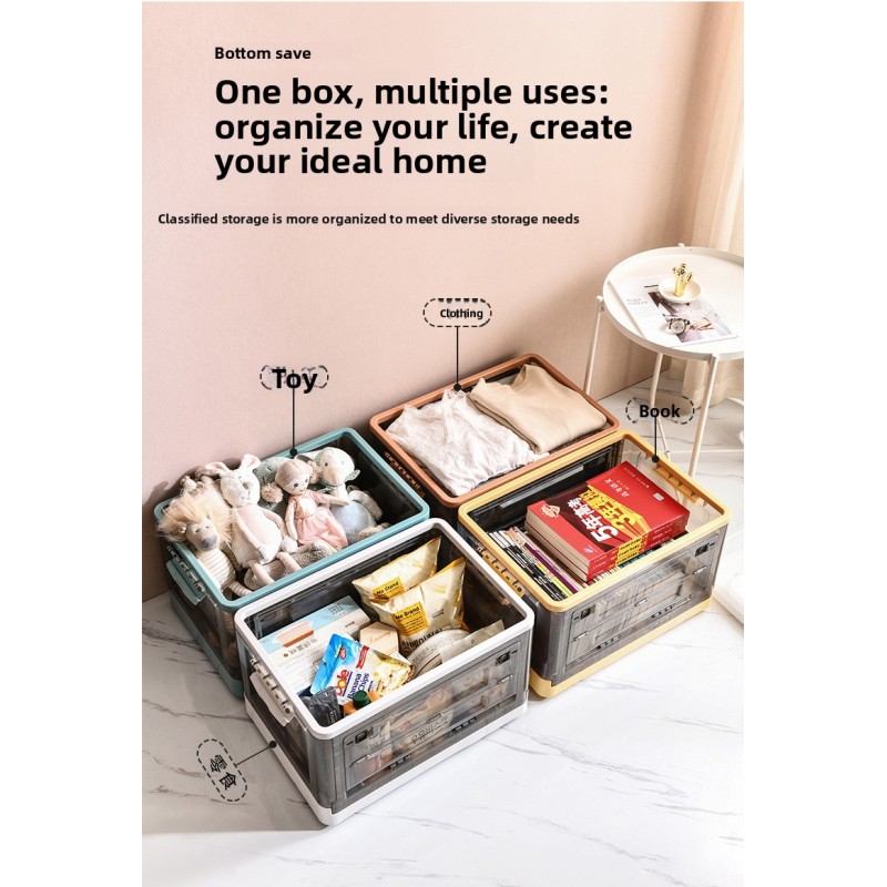 Large Capacity Foldable Storage Box Plastic Acrylic Book Bin Durable Transparent Snack Toy Organizer Collapsible Crate