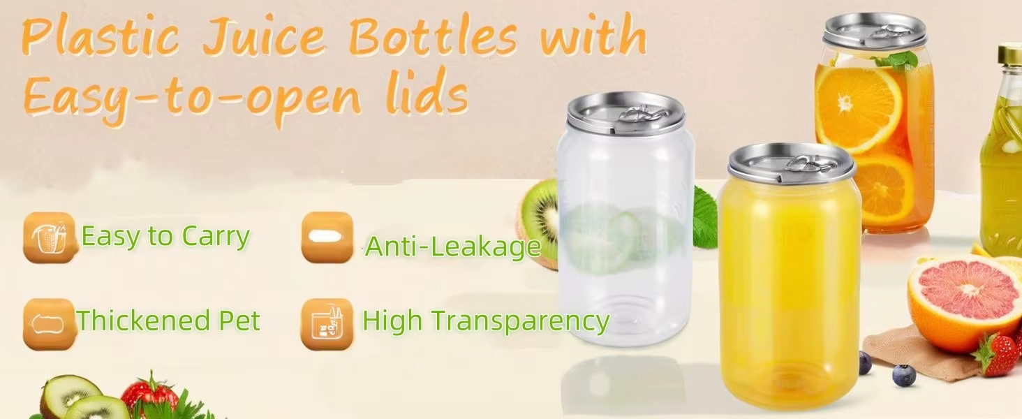 OEM Clear Drink Cans Soda Can With Logo Screen Printed Plastic Can Drinking Bottle With Lids