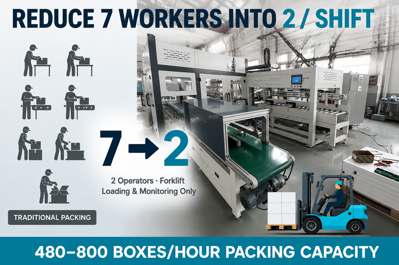 Automatic Packaging Machine with Labeling Unit for Square SPC WPC LVT Flooring Line