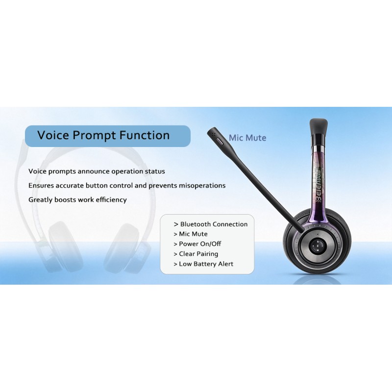 BT208 Series Wireless Bluetooth Headset, Lightweight Business Headset with Mic