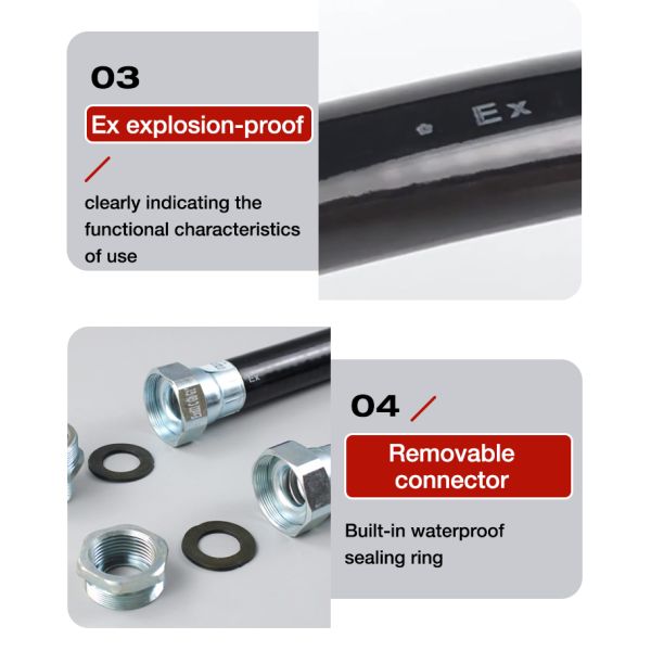 ATEX Flexible Conduit Explosion-Proof Flexible Rubber Hose Threaded Metal Connection Custom Cutting Service