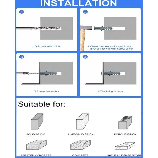 M10 Symmetrical Plastic Wall Plug Screw Fastener Self Tapping