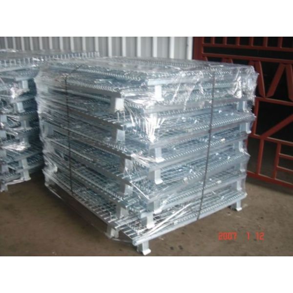 Stackable Pallet Rack Wire Decking Foldable Warehouse Storage Fit For Wheel