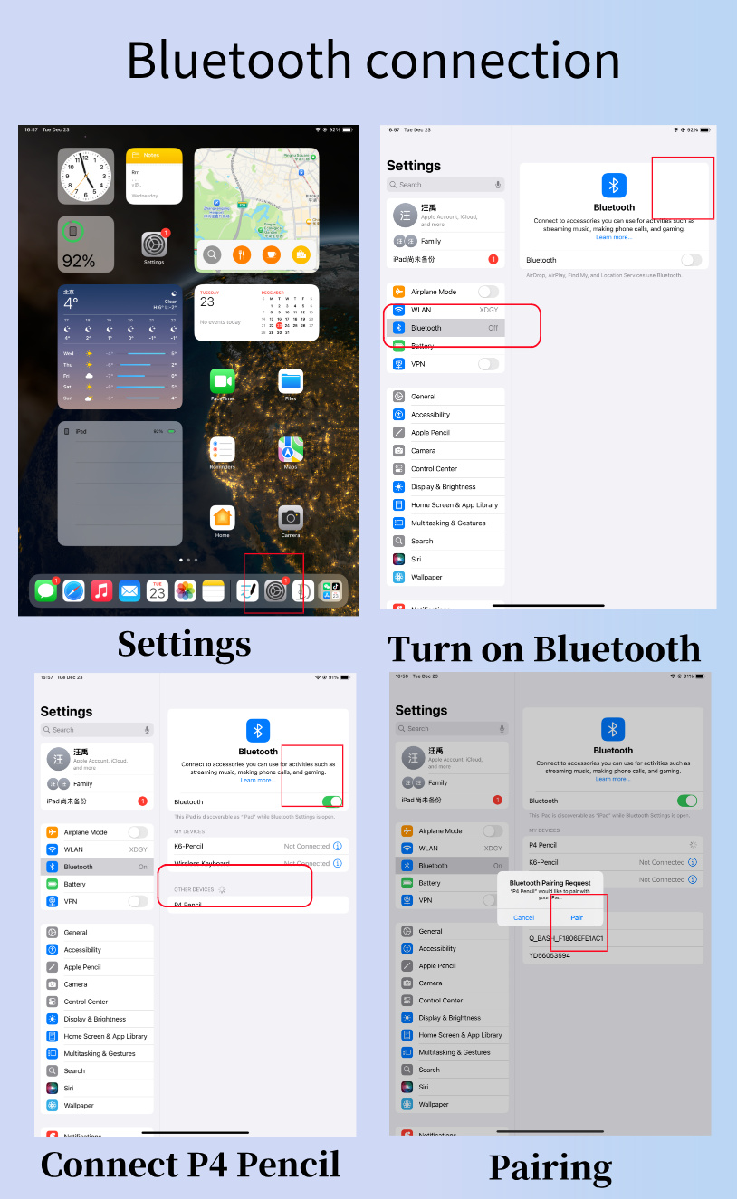 Bluetooth Connection App DIY Function Active Stylus Capacitive Pen 2nd Gen Pencil for Ipad