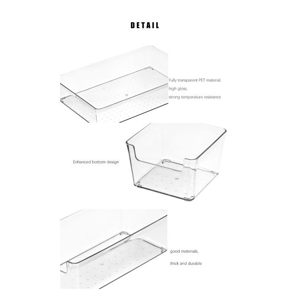Eco friendly clear drawer divider adjustable plastic container drawer organizers for household