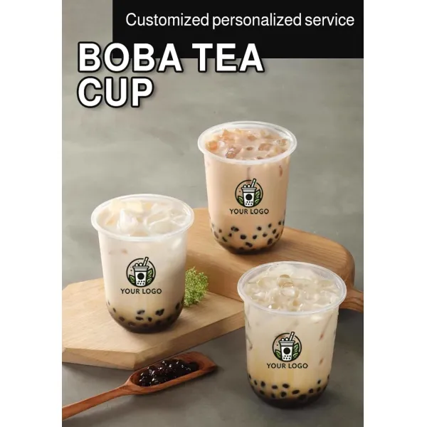 Printed Logo Disposable Transparent Matte PP Cup U Shape Milk Tea Plastic Cups