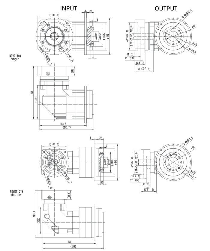 Power Transmission Right Angle Gearbox Hollow Shaft Drive Customized