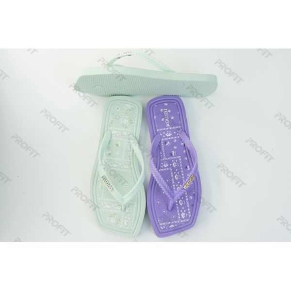 Summer PVC Strap PE Outsole Square Toe Flip Flop For Lady