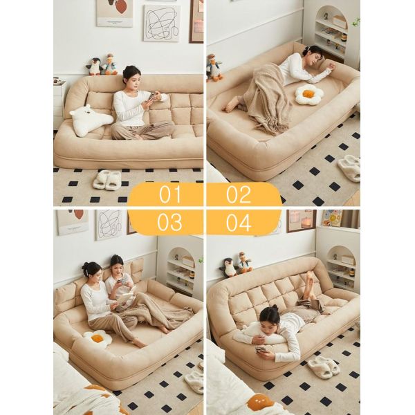 Apartment Lazy Sofa Lying Down Bed with Adjustable Backrest Double Loveseat Small Rental Room Seaters Human Dog