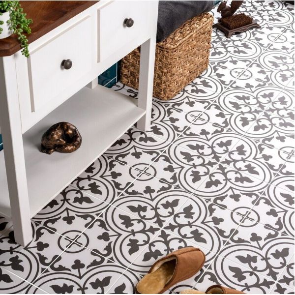 White Black 20x20cm Ceramic Rustic Tile for Indoor Walls
