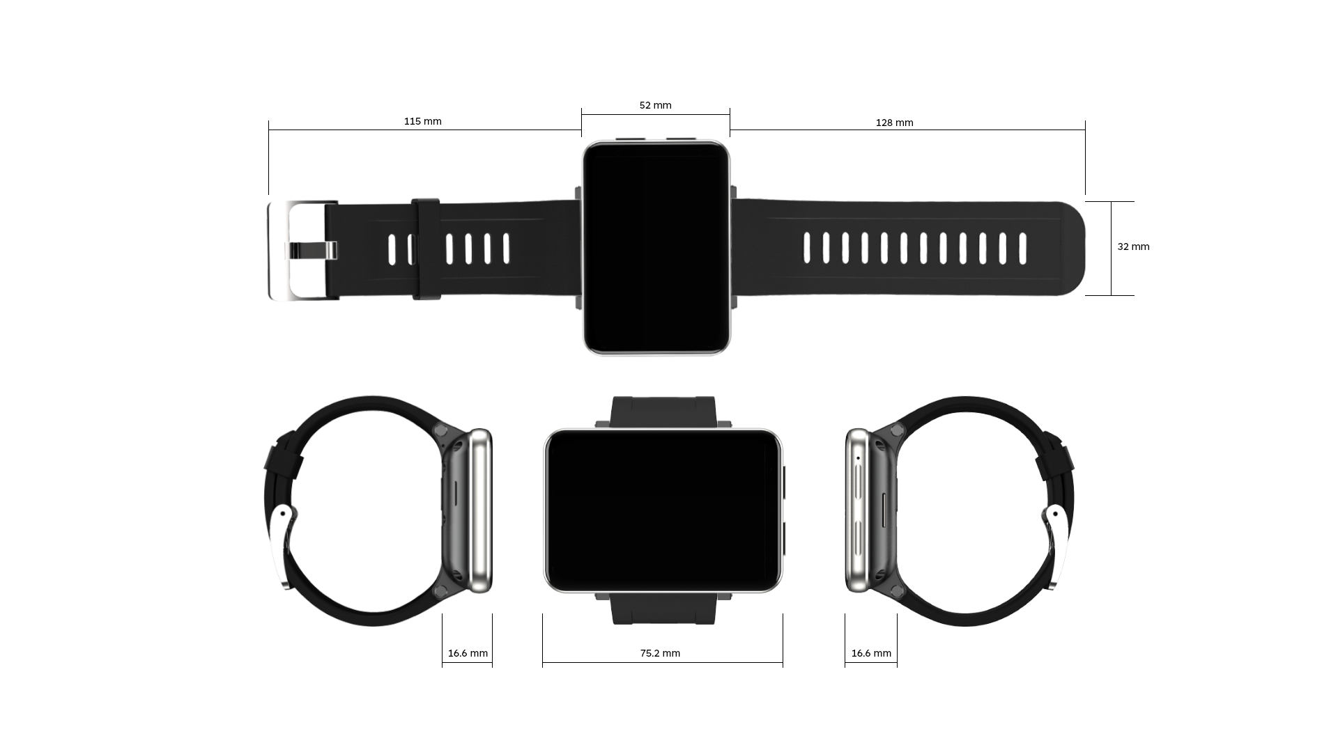 Smart Watch LCD Display 2700mAh Battery GPS Bluetooth 40 Multi Language DM100
