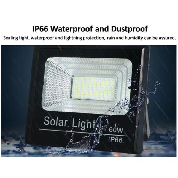 60W IP66 Square Outdoor Solar Lighting System Intelligent Light Controlled 23H