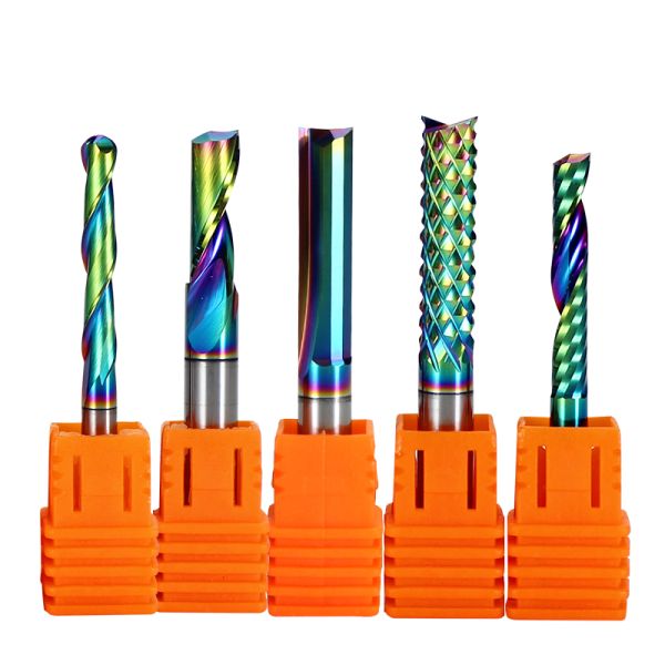 YingBa High Quality Coated PCB Milling Cutter Solid Carbide Flat Bottom Corn Teeth End Mill Wood Cutting Tools Cnc Router Bits
