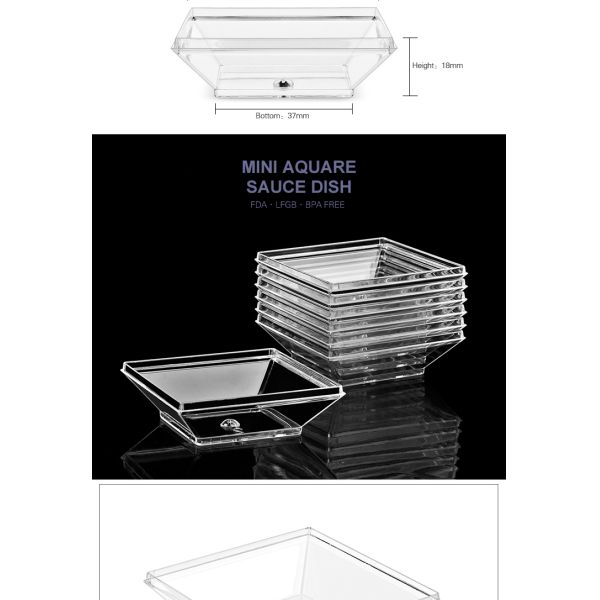 Disposable square multi-purpose mini plastic ps sauce dish for catering