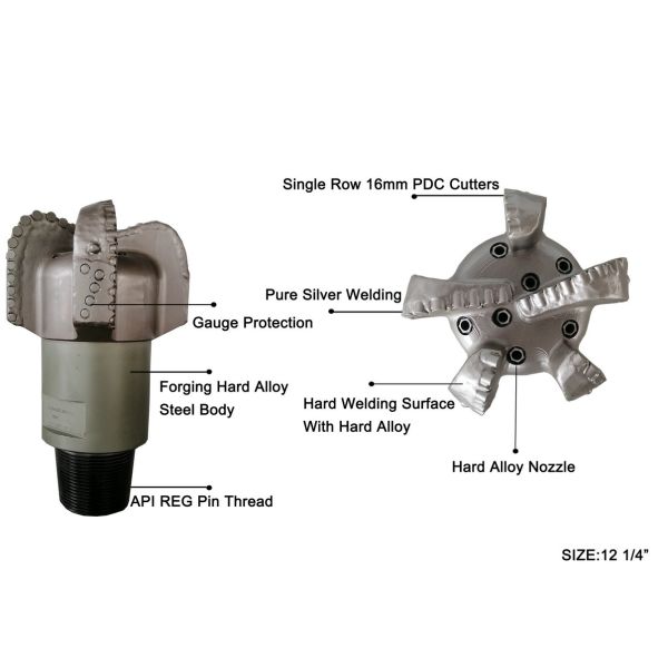 5 Wings 8mm PDC Drill Bits Pdc Drag Bits Hard Rock Double Row