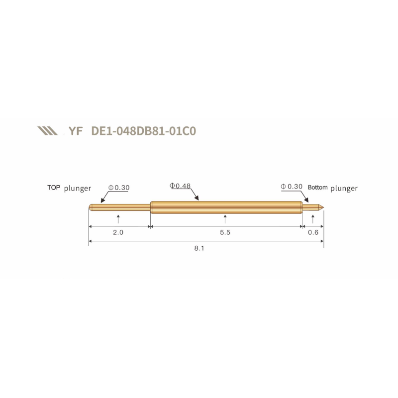 Gold Plated Spring Test Probe with 2A Current Rating and Custom Sizes for Semiconductor Testing