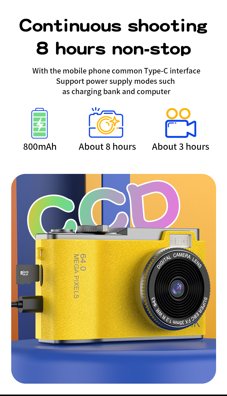 Entry-Level Portable Retro CCD Full HD Optical Zoom Double Image Stabilization High Cost Performance Ratio User Friendly Button