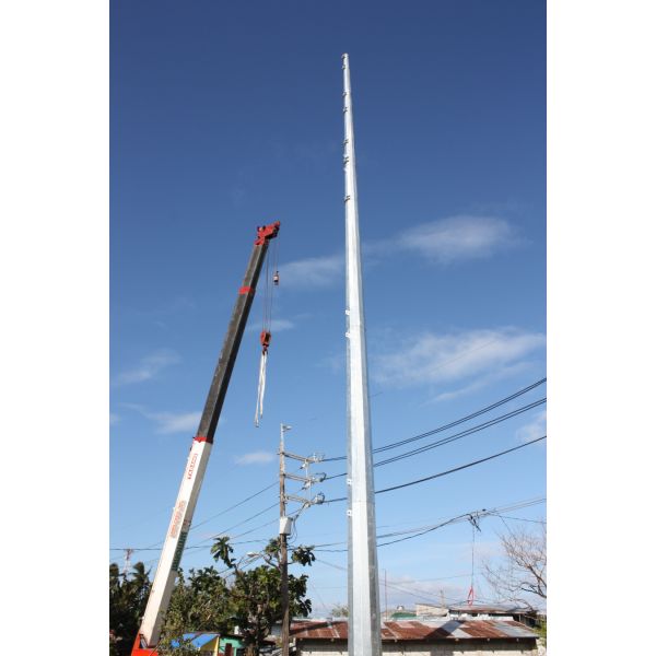 Philippines Galvanized Octagonal Steel Power Pole With Climbing Ladder