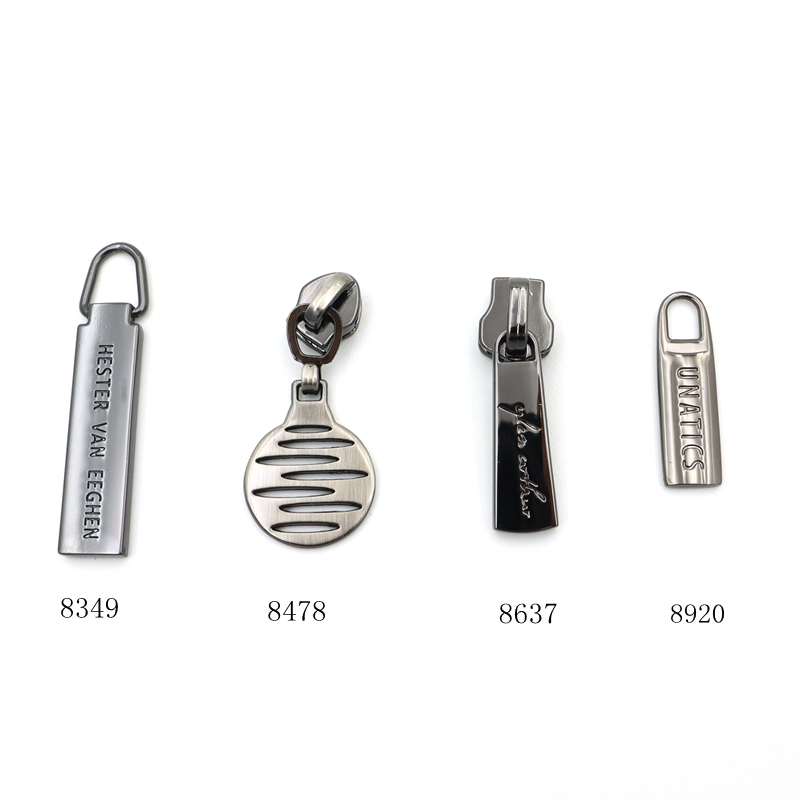 Corrosion Resistant Custom Zipper Pull Shiny Black Handbag Zipper Pull With Engraving Logo