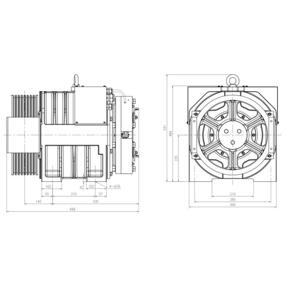 DC110V 2×2.1A Elevator Gearless Traction Machine For Passenger Lift Parts