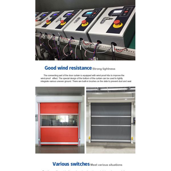 Industrial Fireproof Anti Pinch PVC Fast Rapid Roller Door Automatic Stacking Manual Automatic Operation for Access Control