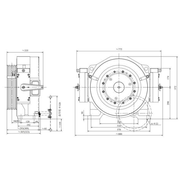 1150kg Elevator Gearless Traction Machine Motor For Elevator Parts