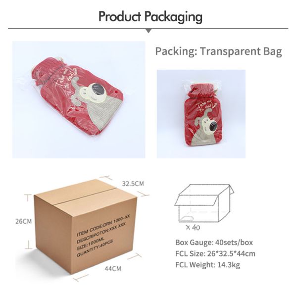 Durable Knitted Cover Hot Rubber Bag 1000 Ml