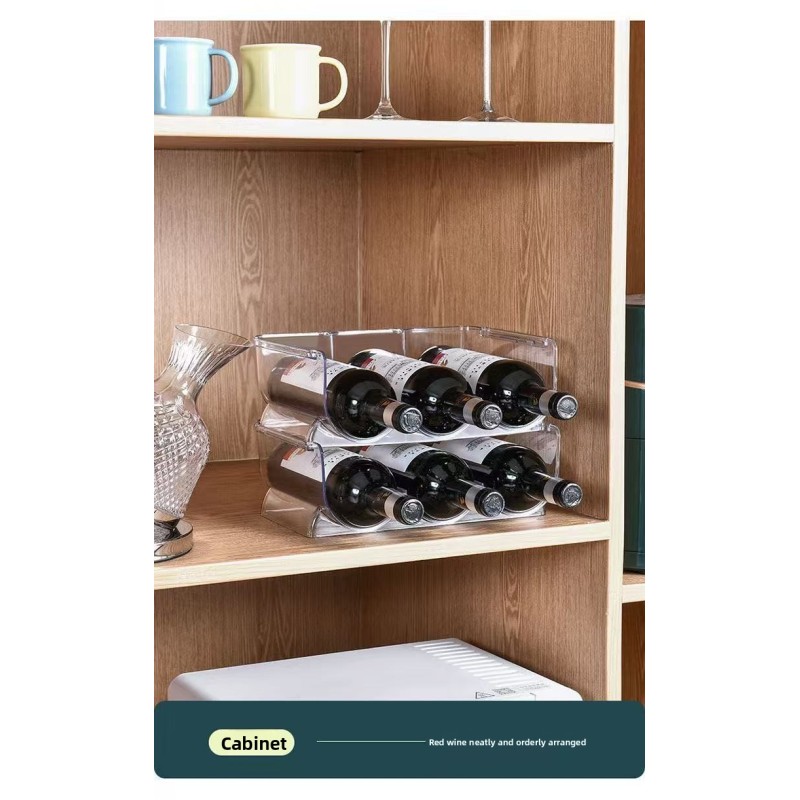 Lightweight Plastic Transparent Red Wine Rack Standing Type Beverage Storage Cabinet Shelf for Home Office Use