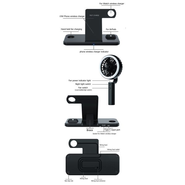 15W Fast Wireless Charging Stand With Fan Light