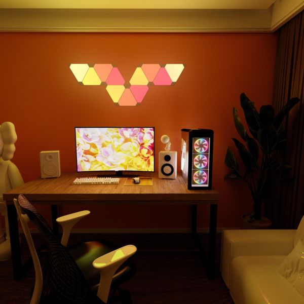 Adjustable RGBIC Smart Triangle LED Light with Wifi Bluetooth Control for Gaming Atmosphere