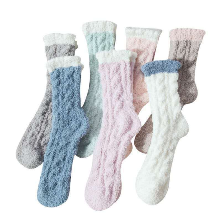 Soft Warm Winter Socks with Print Pattern Fuzzy Thick Cozy Polyester Socks