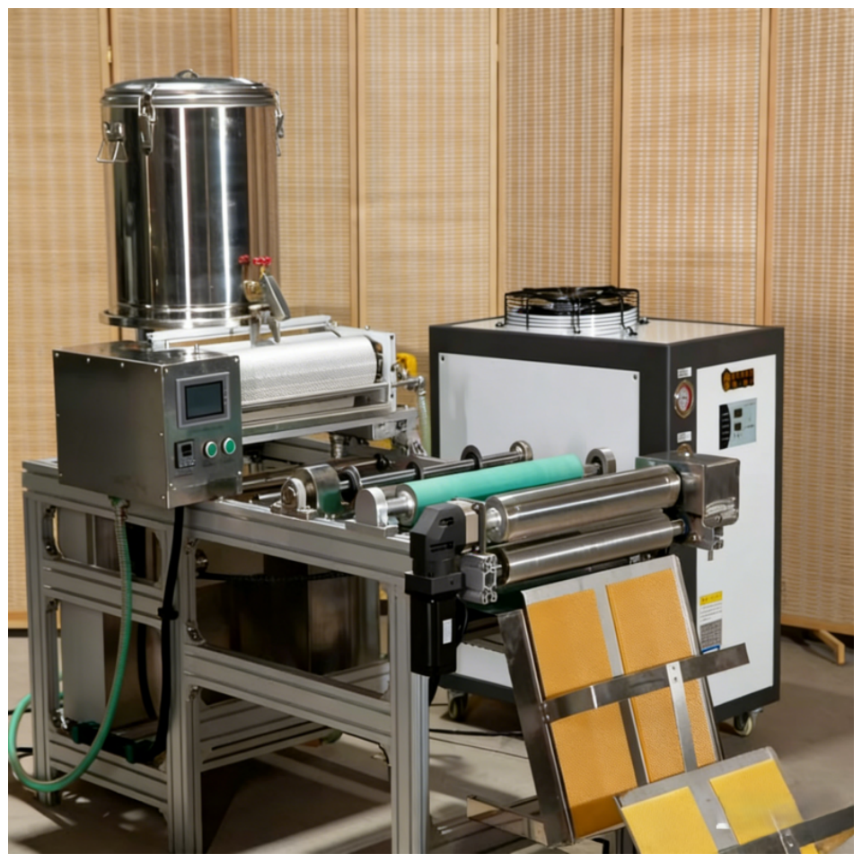 Automatic Beeswax Foundation Machine with Stainless Steel Construction, 220V-380V Power, and 350mm-750mm Roller Length for Efficient Beeswax Sheet