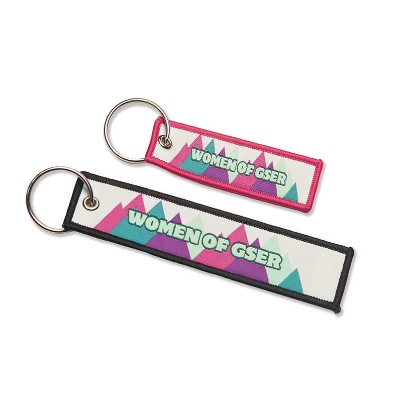 DANSKY Creative Durable Custom logo Embroidery Shape Key Chain Cheap Fabric Key Ring Patch Key Tag Blank Embroidered Keychain