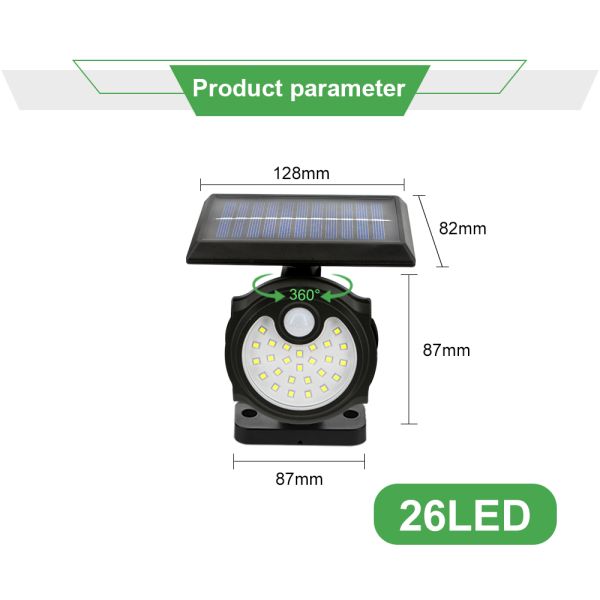 2400mAh 120LED USB Rechargeable Motion Sensor Light Three Head 140COB